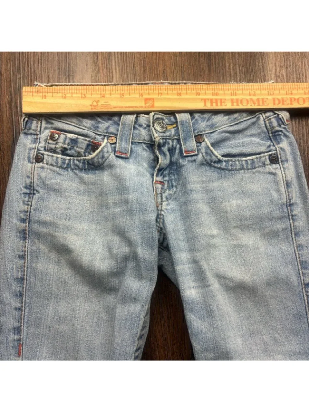 Vintage True Religion Jeans JOHNNY Boot Embroidered Fairy Light Wash Size 24 - Picture 8 of 13